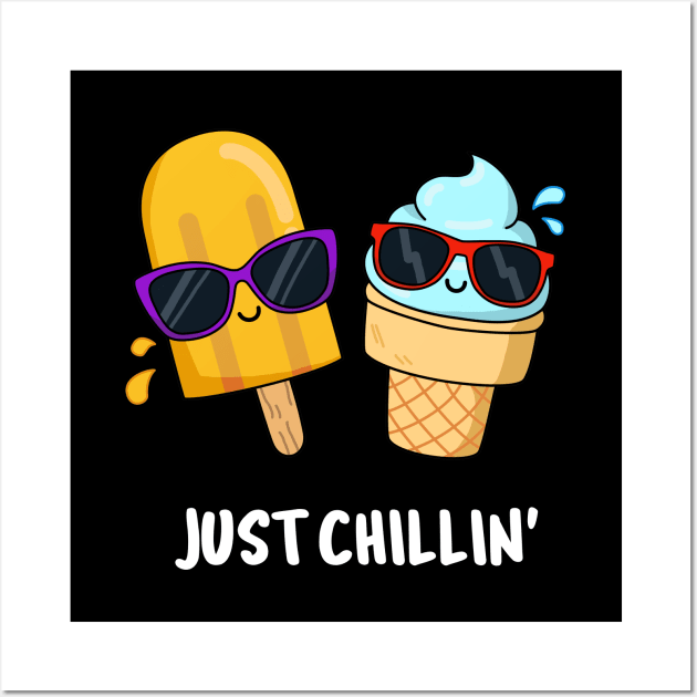 Just Chillin Cute Ice Cream Pun Wall Art by punnybone